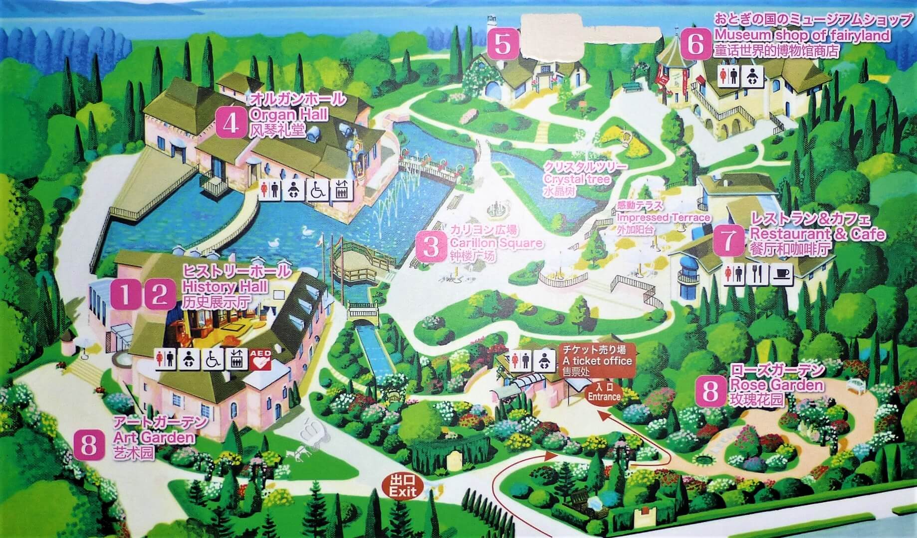 河口湖 音楽と森の美術館) 看板案内図